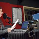 Photo by Haley Ausbun. Kim Shepard (left) has been interested in radio since grade school. Now as a mother of four kids, she took this podcast as a way for her to do what she loves but spend more time at home with her family.