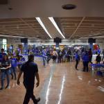 Photo by Haley Ausbun. Not the normal lunchroom crowd at Lindbergh: Volunteers, including Family First Community Center founder and former Seahawk Doug Baldwin, served attendees a buffet lunch at the United Way Family Resource Exchange on Martin Luther King Jr. Day, Jan. 20 at Lindbergh High School.