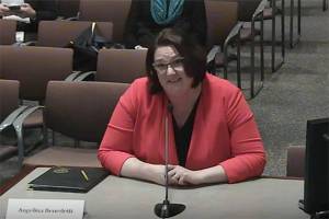 Photo courtesy of city of Renton                                Angelina Benedetti was appointed by council to fill the vacant seat left by Mayor Armondo Pavone. Pictured: Her being interviewed by council during the Feb. 3 Committee of the Whole meeting.