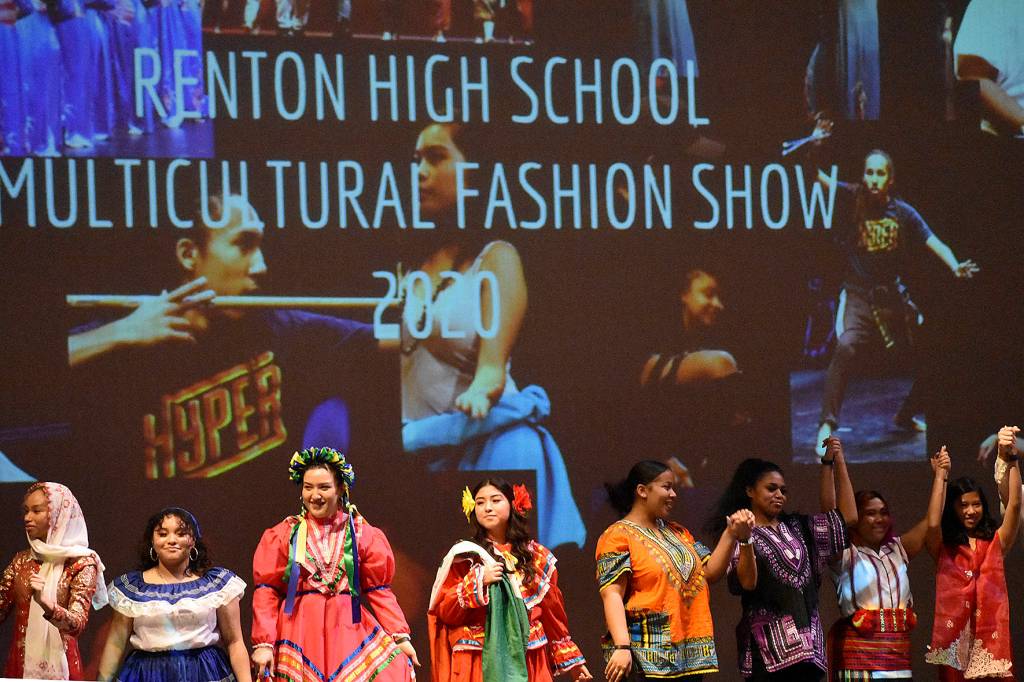 Photo by Haley Ausbun. An annual event, Renton High School students showed off their culture, heritage and interests through the 2020 Renton Multicultural Show, Feb. 7 and Feb. 8 at the IKEA Performing Arts Center. The student hosts of the event opened up by saying that Renton High School holds the event each year as a chance to get their one big family into the room together in reunion. Performances included the Multicultural Fashion Show, Black Student Union, Latinx Student Union, K-pop and J-pop performances, Filipino Club and many more.