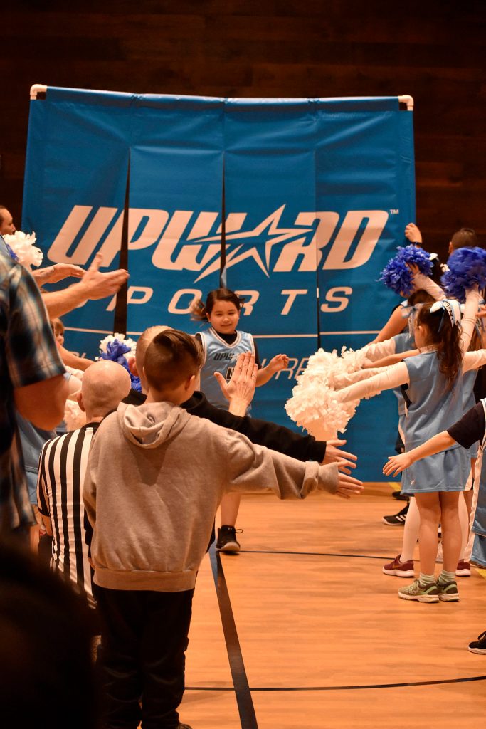 Photo by Haley Ausbun                                Students play positive, equitable games at Highlands Community Churchs branch of the Upward sports league, Saturday, Feb. 15 at the Family Life Center.