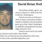 David Brian Wolfe obituary