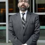 Democratic presidential elector Bret Chiafalo stands outside the U.S. Courthouse in Seattle before a hearing in December 2016. (AP Photo/Elaine Thompson, file)