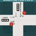 A graphic illustrating the changes to stop signs at Williams Avenue South and South Third Street. Courtesy city of Renton.