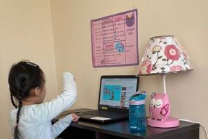 A Sartori Elementary School student attending class on a Zoom call. Courtesy photo/Renton School District.