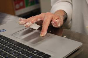 Chef Marlys Miller does cooking demo for students (photo credit: David Nelson)