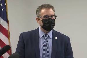 Renton Mayor Armondo Pavone delivers a message of unity against Asian American and Pacific Islander hate. (photo credit: King 5/Youtube)