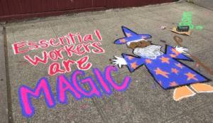 One of the themes of Chalk Your Walk in 2020 paid tribute to essential workers (photo credit: City of Renton)