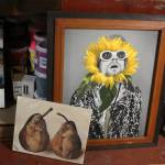 An original piece by Codd as well as a portrait of Kurt Cobain (photo by Cameron Sheppard)