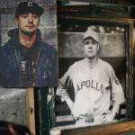 A self-portrait of Codd next to a portrait of a young Babe Ruth (photo by Cameron Sheppard)