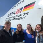 Marina Beltran, second to right, had the rare opportunity to fly on the NASA SOFIA only a few months before the project is shut down permanently. Photo courtesy of Embry-Riddle and Dr. Noel Richardson