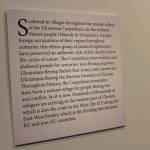 A text card from Davidson's photography exhibit at the Renton History Museum references the Hutsul people in the Carpathian Mountains and the current war in Ukraine. Photo by Bailey Jo Josie/Sound Publishing.