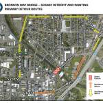 Due to the Bronson Way bridge closure, drivers are encouraged to follow the detours detailed on this map. Image courtesy of the City of Renton.