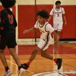 Renton sophomore Jordan Agosto locking down the Sammamish point guard. Ben Ray/ Renton Reporter