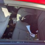 The smashed back window of Doug Lindquists 2019 Hyundai Elantra. (Photo by Ben Leung/Renton Reporter)