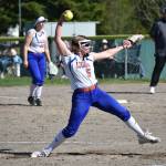 Sophomore Brynna Erdmann toes the slab for the Lions. Ben Ray / The Reporter