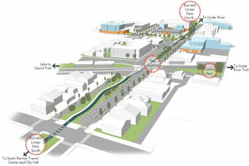 Design rendering of the Renton Connector project (Screenshot from City of Renton website)