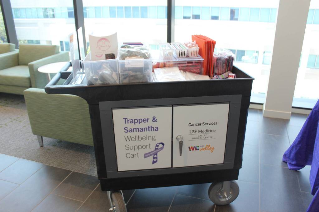 Trapper and Samantha OKeeffes Wellbeing Support Cart, which provides free resources for patients during treatment, will become its own support room in the new Cancer Center. Photo by Bailey Jo Josie/Sound Publishing.