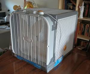 Bailey Jo Josie / Renton Reporter
The Corsi-Rosenthal Box is easy to make with a box fan, four filters and a whole lot of duct tape. This one was constructed in spring 2023 for allergy and wildfire season.