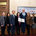 Photo courtesy of General-Consulate of the Republic of Korea in Seattle
Consul-General Eun-ji Seo, Governor Jay Inslee and others take a photo after Inslee proclaimed Jan. 13 to be Washington State Korean Day.