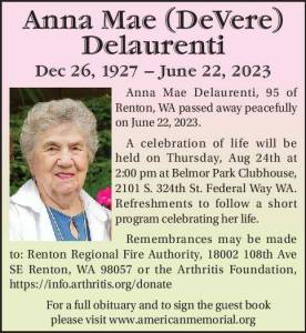 Anna Mae (DeVere) Delaurenti | Obituary