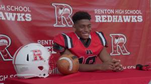 Photo Provided by Queen Harvey
Tameren Smith talking with media after practice.