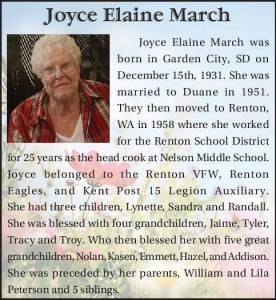 Joyce Elaine March | Obituary