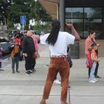 Kindergarten teacher Alexander Mkandawire directs students to the cafeteria on the first day of school. Photo by Bailey Jo Josie/Sound Publishing.