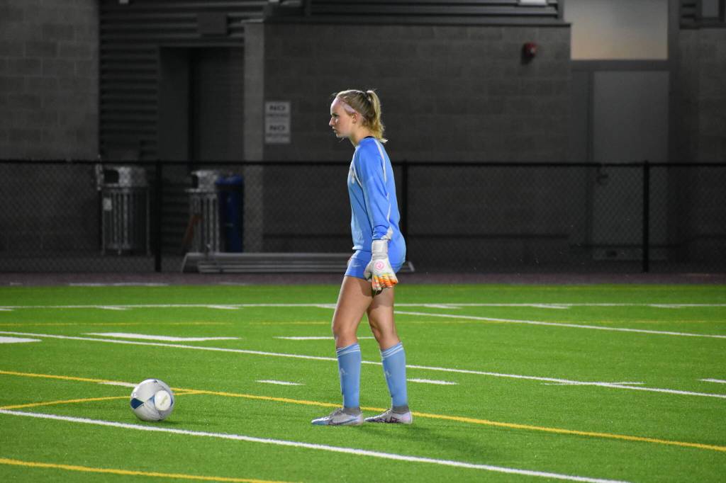 Liberty keeper Peyton Warns with the ball at her feet. Ben Ray / The Reporter