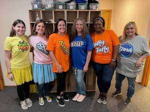 Staff of Renton Highlands Preschool, dressed up for Halloween. From left to right: Maeve Gallagher, Melanie Tofte, Katie Czerwinksi, Karen Beckman Householder, Gizel Matthews, and Shannon MacGillivray. (Annika Hauer/For the Reporter)