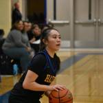 Mia McCarthy takes a three-pointer at Auburn Mountainview. (Ben Ray / The Reporter)