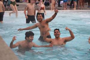 Photo by Bailey Jo Josie/Sound Publishing: The 2024 Polar Bear Plunge was moved from Gene Coulon Memorial Beach Park to Henry Moses Aquatic Center.