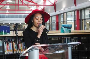 Singer Ayana Freeman led the crowd in a rendition of the Black National Anthem, a hymn called Lift Every Voice and Sing, which was written in 1900. Photos by Bailey Jo Josie/Sound Publishing.