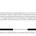 Screenshot of the redacted bomb threat (Courtesy image)