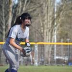 Patriot sophomore Avery Huh eyes down the catcher against the Conks of Kentwood. Ben Ray / The Reporter
