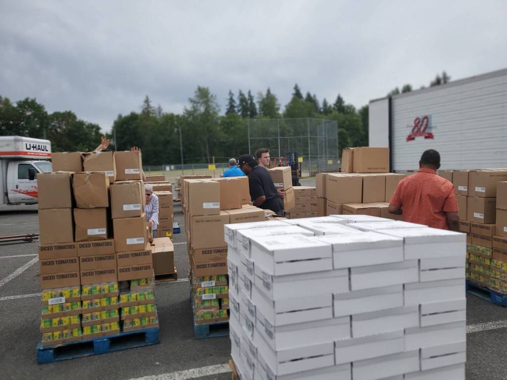 On June 13, the Church of Latter-day Saints delivered 1,257 cases of food to four local organizations. Courtesy photo