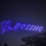 The drones at Gene Coulon Park making an image of the Boeing logo. Photo by Joshua Solorzano/The Mirror