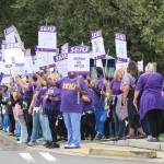 Hundreds of hospital workers and supporters took to Talbot and Carr during the informational picket Sept. 11. Photo by Bailey Jo Josie/Sound Publishing.