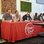 Representatives from sponsors Rain City Market, Macadons and Diablo Guitars made up the judging table for the Battle of the Acoustic Bands. Courtesy photo