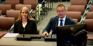 Renton Mayor Armondo Pavone with Renton Finance Administrator Kari Roller as he gives the budget message. (Photo from Oct. 7 Committee of the Whole meeting)