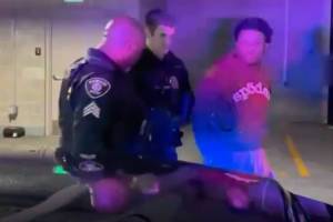 The arrest of Miles Oliver Hudson, the Belltown Hellcat. (Screenshot from video)