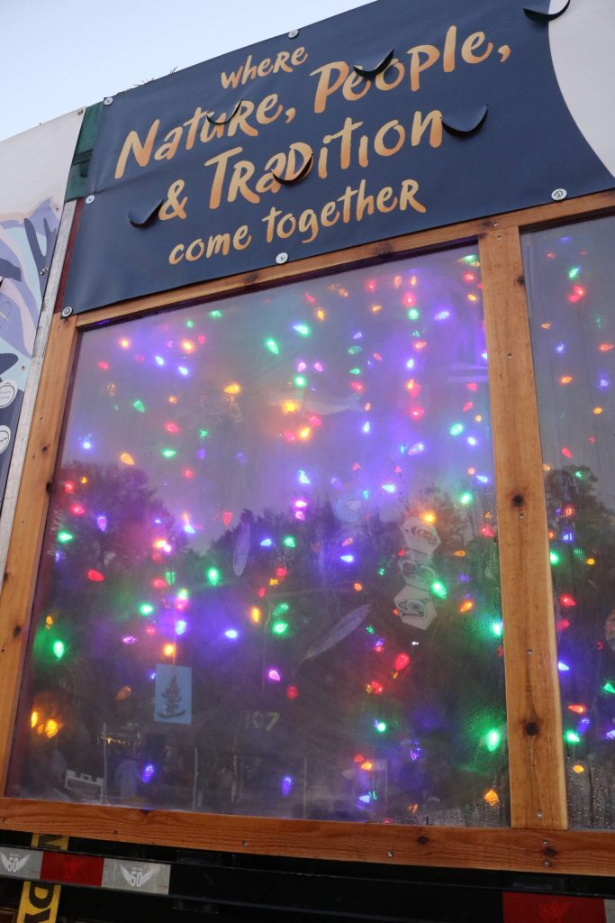 Folks could view the Sitka spruce and its decorations through clear plastic. Photo by Bailey Jo Josie/Sound Publishing.