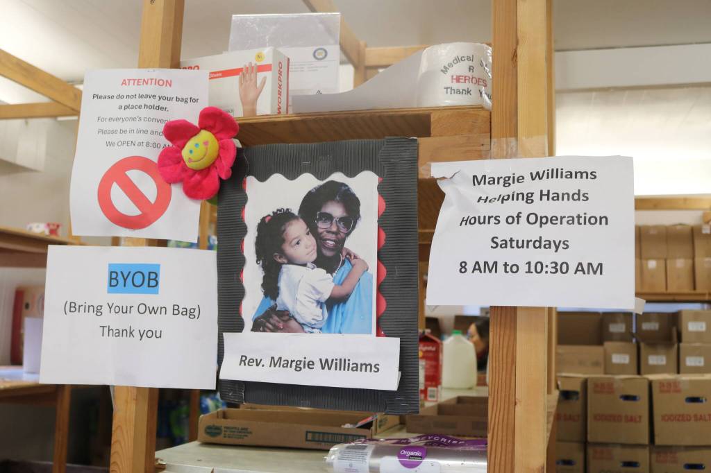 The Margie Williams Helping Hands Food Center is named in honor of Margie Williams, who was Haley Boltzs grandmother. Boltz clarified that her sister is the one photographed with Margie.
