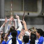 Liberty Patriots hoist the fifth place trophy after defeating White River. Ben Ray / The Reporter