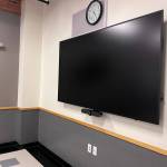 A new system in Classroom B allows for virtual and hybrid meetings with Teams and Zoom integration. Courtesy photo