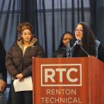 Kirsten Thornton (right) speaks about the Renton School Districts upcoming HBCU Delegation and Tour. Photo by Bailey Jo Josie/Sound Publishing.