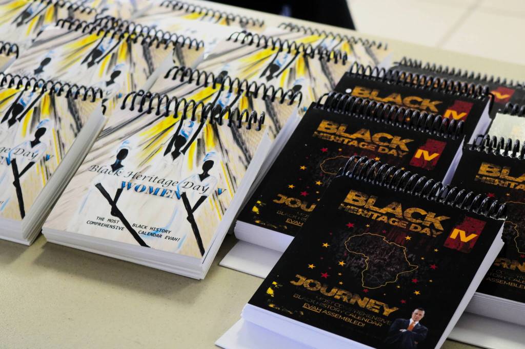 Dr. Carl Mack sold copies of his Black Heritage Day calendars at the forum. Photo by Bailey Jo Josie/Sound Publishing.