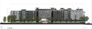 The rendering shows the view of Logan 6 from the east side. Courtesy of City of Renton