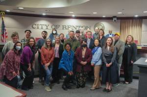 The graduates of the inaugural class of the Renton Civic Academy pose with the mayor and city council following their graduation. Photo provided by the city of Renton