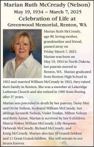 Marian Ruth McCready (Nelson) | Obituary